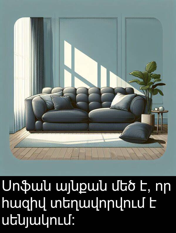 հազիվ: Սոֆան այնքան մեծ է, որ հազիվ տեղավորվում է սենյակում: