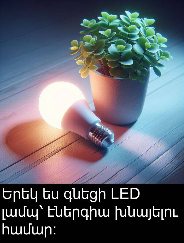 գնեցի: Երեկ ես գնեցի LED լամպ՝ էներգիա խնայելու համար։