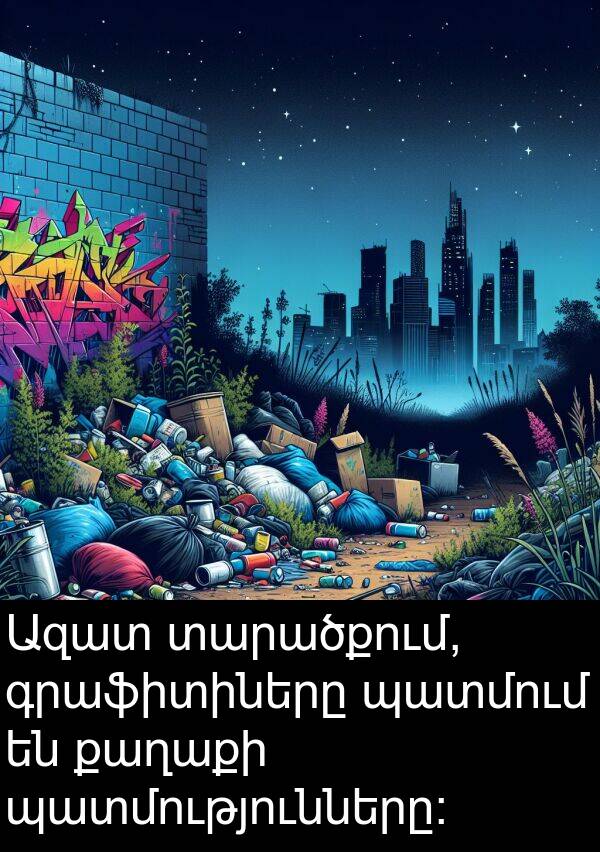 քաղաքի: Ազատ տարածքում, գրաֆիտիները պատմում են քաղաքի պատմությունները։