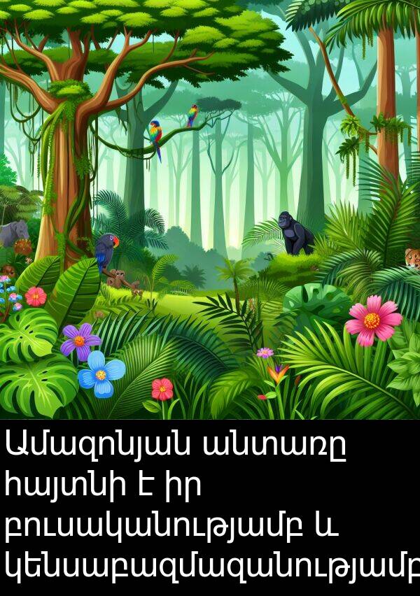 բուսականությամբ: Ամազոնյան անտառը հայտնի է իր բուսականությամբ և կենսաբազմազանությամբ: