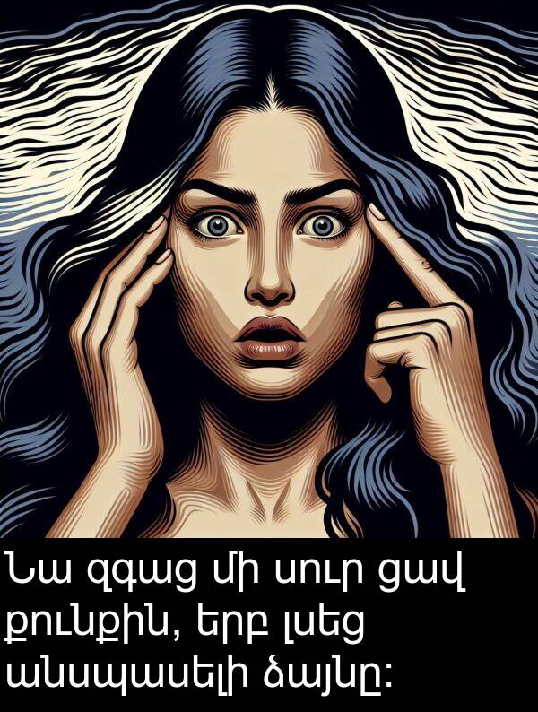ձայնը: Նա զգաց մի սուր ցավ քունքին, երբ լսեց անսպասելի ձայնը: