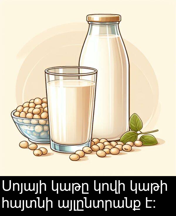 կաթի: Սոյայի կաթը կովի կաթի հայտնի այլընտրանք է։