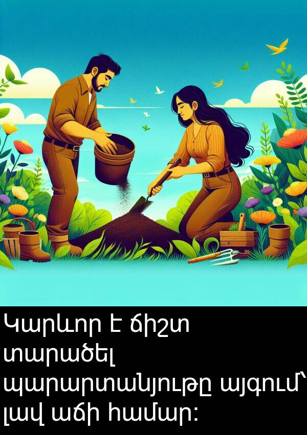 աճի: Կարևոր է ճիշտ տարածել պարարտանյութը այգում՝ լավ աճի համար։