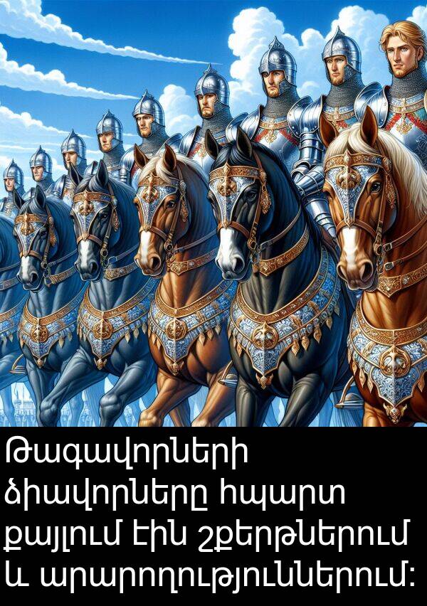 շքերթներում: Թագավորների ձիավորները հպարտ քայլում էին շքերթներում և արարողություններում: