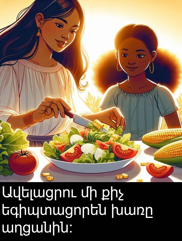 քիչ: Ավելացրու մի քիչ եգիպտացորեն խառը աղցանին։