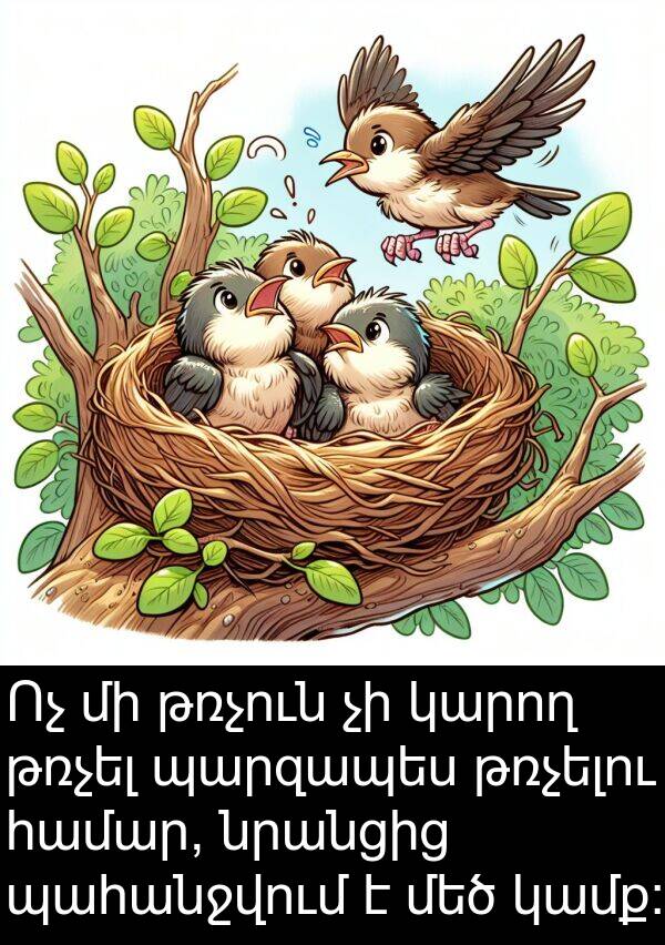 թռչուն: Ոչ մի թռչուն չի կարող թռչել պարզապես թռչելու համար, նրանցից պահանջվում է մեծ կամք: