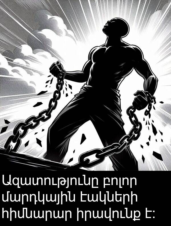 բոլոր: Ազատությունը բոլոր մարդկային էակների հիմնարար իրավունք է։
