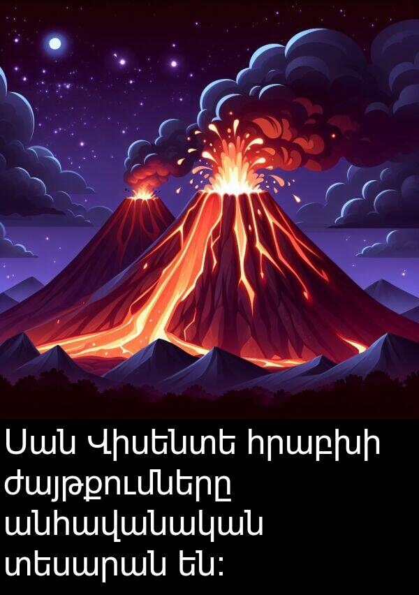 տեսարան: Սան Վիսենտե հրաբխի ժայթքումները անհավանական տեսարան են։