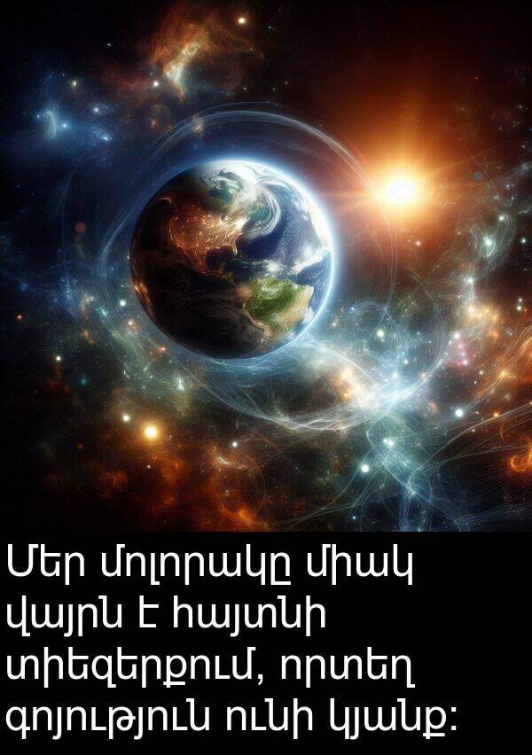 գոյություն: Մեր մոլորակը միակ վայրն է հայտնի տիեզերքում, որտեղ գոյություն ունի կյանք։