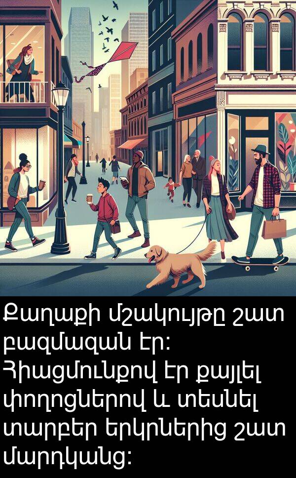 քայլել: Քաղաքի մշակույթը շատ բազմազան էր: Հիացմունքով էր քայլել փողոցներով և տեսնել տարբեր երկրներից շատ մարդկանց:
