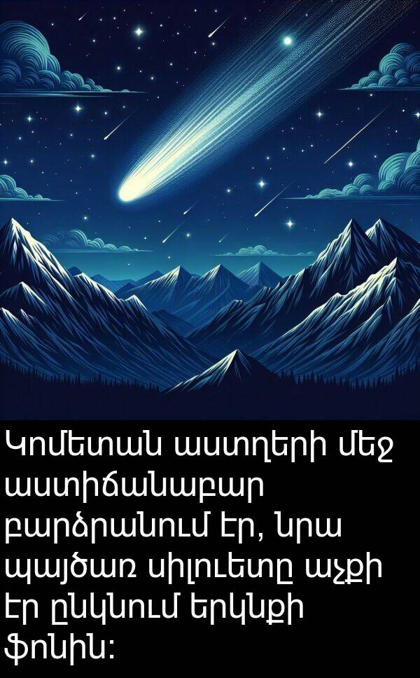 բարձրանում: Կոմետան աստղերի մեջ աստիճանաբար բարձրանում էր, նրա պայծառ սիլուետը աչքի էր ընկնում երկնքի ֆոնին: