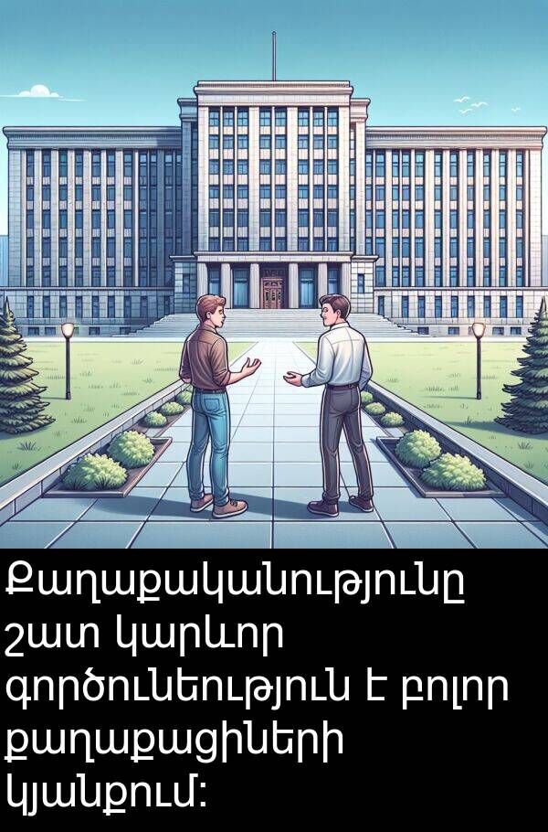 բոլոր: Քաղաքականությունը շատ կարևոր գործունեություն է բոլոր քաղաքացիների կյանքում։