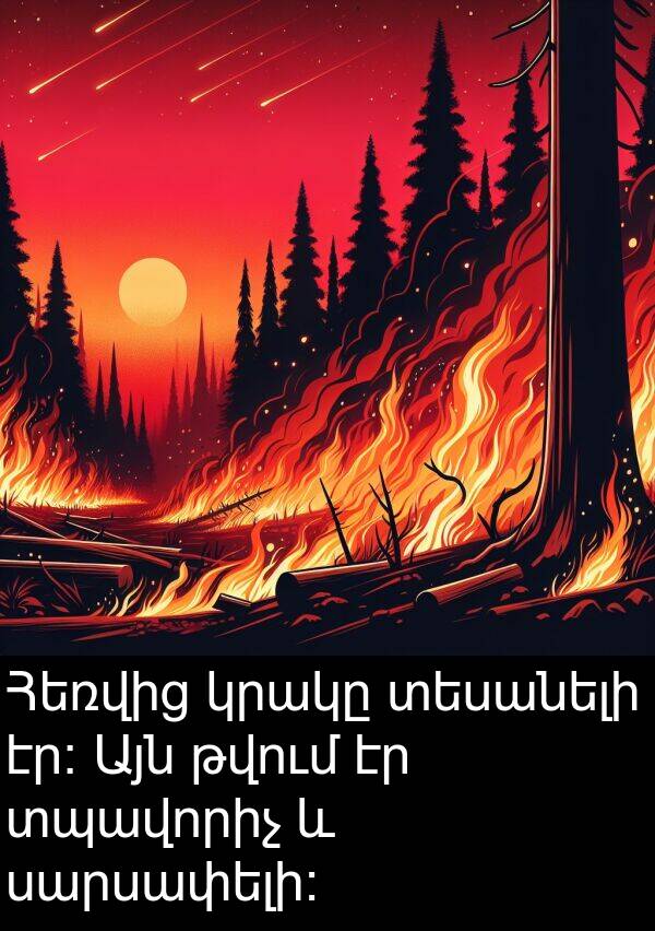 թվում: Հեռվից կրակը տեսանելի էր։ Այն թվում էր տպավորիչ և սարսափելի։
