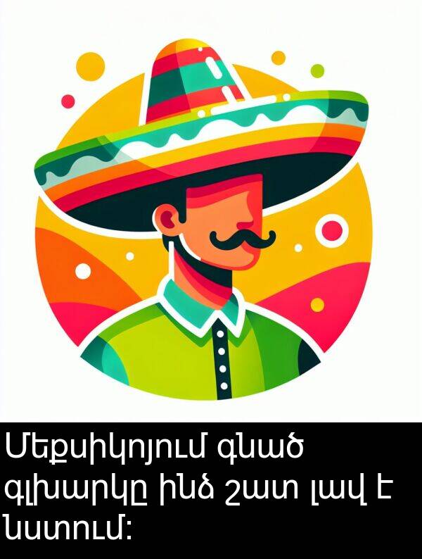 գնած: Մեքսիկոյում գնած գլխարկը ինձ շատ լավ է նստում։