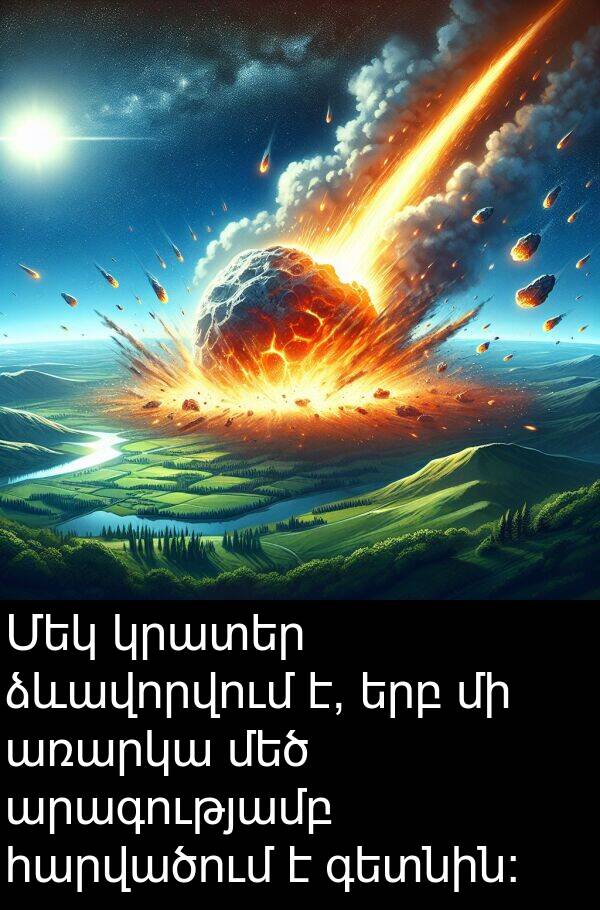 ձևավորվում: Մեկ կրատեր ձևավորվում է, երբ մի առարկա մեծ արագությամբ հարվածում է գետնին: