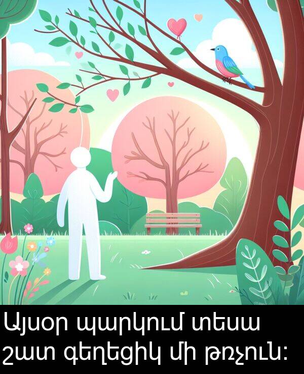 թռչուն: Այսօր պարկում տեսա շատ գեղեցիկ մի թռչուն: