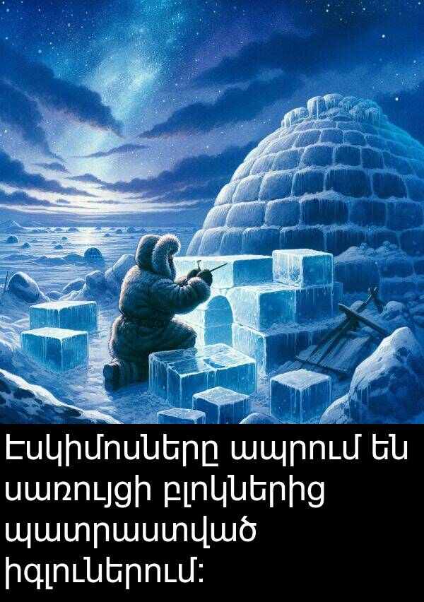 բլոկներից: Էսկիմոսները ապրում են սառույցի բլոկներից պատրաստված իգլուներում: