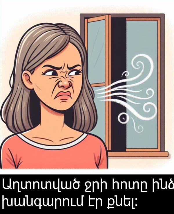 քնել։: Աղտոտված ջրի հոտը ինձ խանգարում էր քնել։