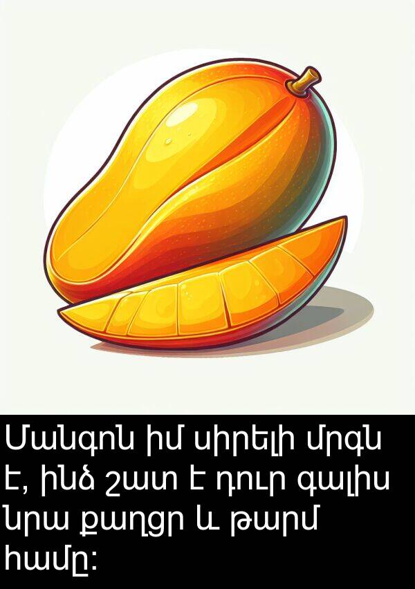 գալիս: Մանգոն իմ սիրելի մրգն է, ինձ շատ է դուր գալիս նրա քաղցր և թարմ համը:
