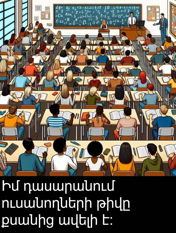 թիվը: Իմ դասարանում ուսանողների թիվը քսանից ավելի է։