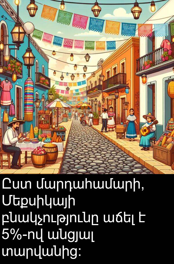 բնակչությունը: Ըստ մարդահամարի, Մեքսիկայի բնակչությունը աճել է 5%-ով անցյալ տարվանից: