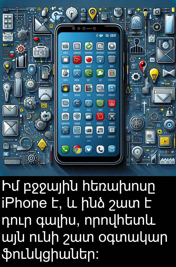 բջջային: Իմ բջջային հեռախոսը iPhone է, և ինձ շատ է դուր գալիս, որովհետև այն ունի շատ օգտակար ֆունկցիաներ։