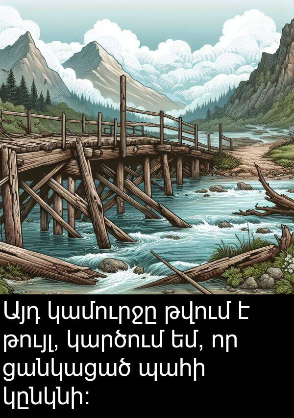 պահի: Այդ կամուրջը թվում է թույլ, կարծում եմ, որ ցանկացած պահի կընկնի։