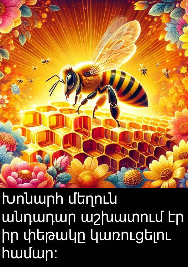փեթակը: Խոնարհ մեղուն անդադար աշխատում էր իր փեթակը կառուցելու համար։