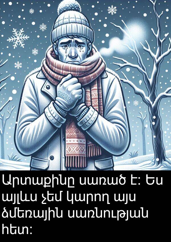 սառած: Արտաքինը սառած է։ Ես այլևս չեմ կարող այս ձմեռային սառնության հետ։