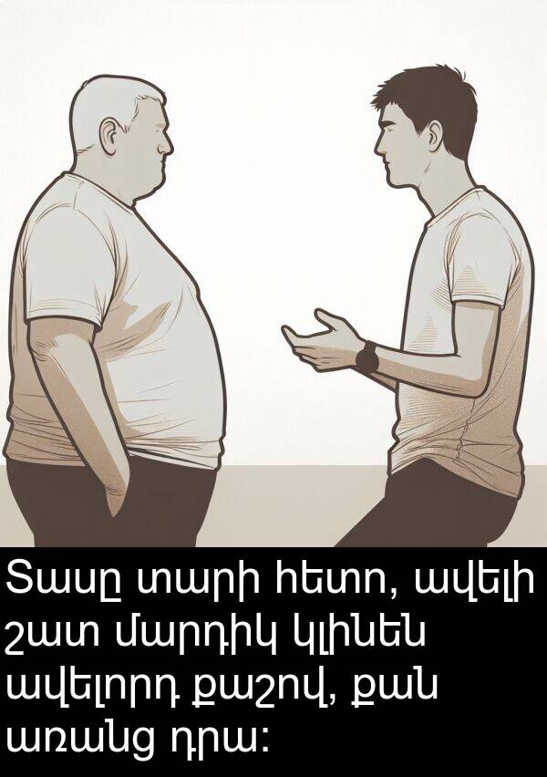 քաշով: Տասը տարի հետո, ավելի շատ մարդիկ կլինեն ավելորդ քաշով, քան առանց դրա:
