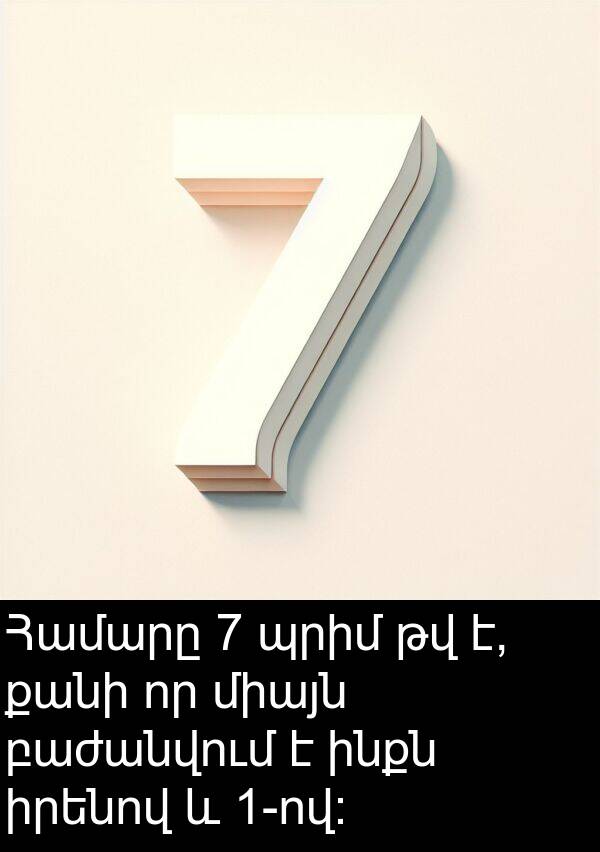 բաժանվում: Համարը 7 պրիմ թվ է, քանի որ միայն բաժանվում է ինքն իրենով և 1-ով:
