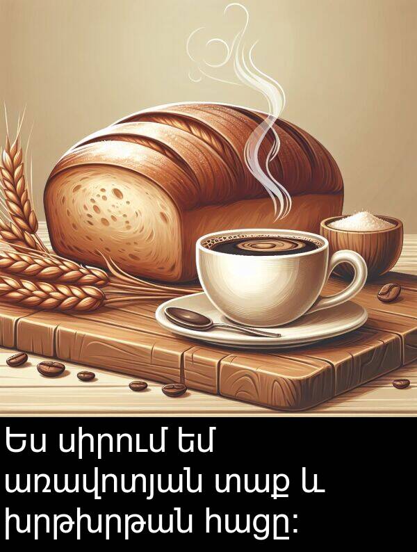 սիրում: Ես սիրում եմ առավոտյան տաք և խրթխրթան հացը։