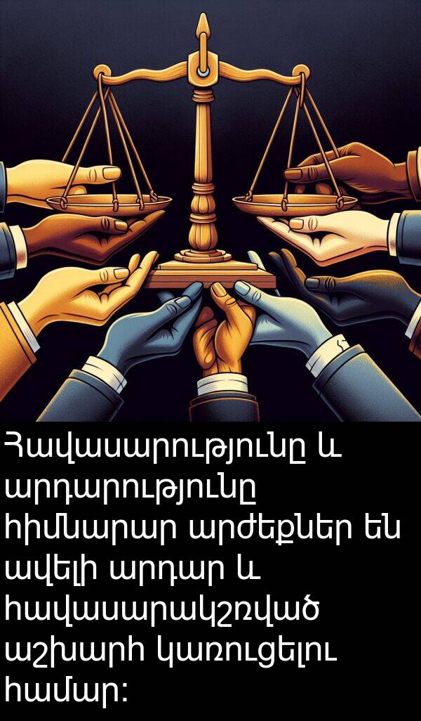 կառուցելու: Հավասարությունը և արդարությունը հիմնարար արժեքներ են ավելի արդար և հավասարակշռված աշխարհ կառուցելու համար: