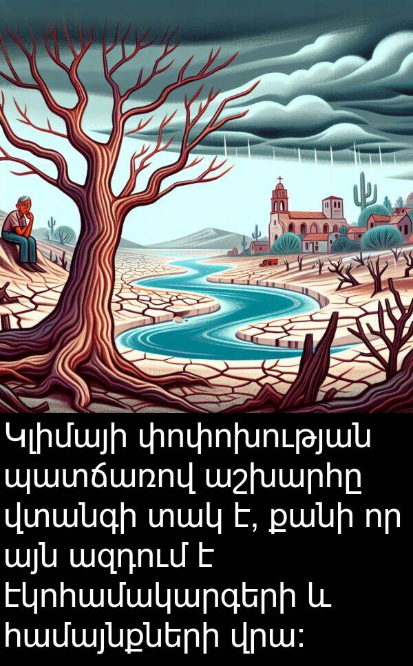 համայնքների: Կլիմայի փոփոխության պատճառով աշխարհը վտանգի տակ է, քանի որ այն ազդում է էկոհամակարգերի և համայնքների վրա։