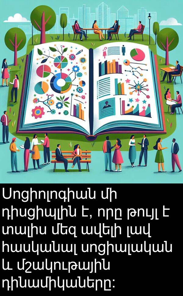դիսցիպլին: Սոցիոլոգիան մի դիսցիպլին է, որը թույլ է տալիս մեզ ավելի լավ հասկանալ սոցիալական և մշակութային դինամիկաները: