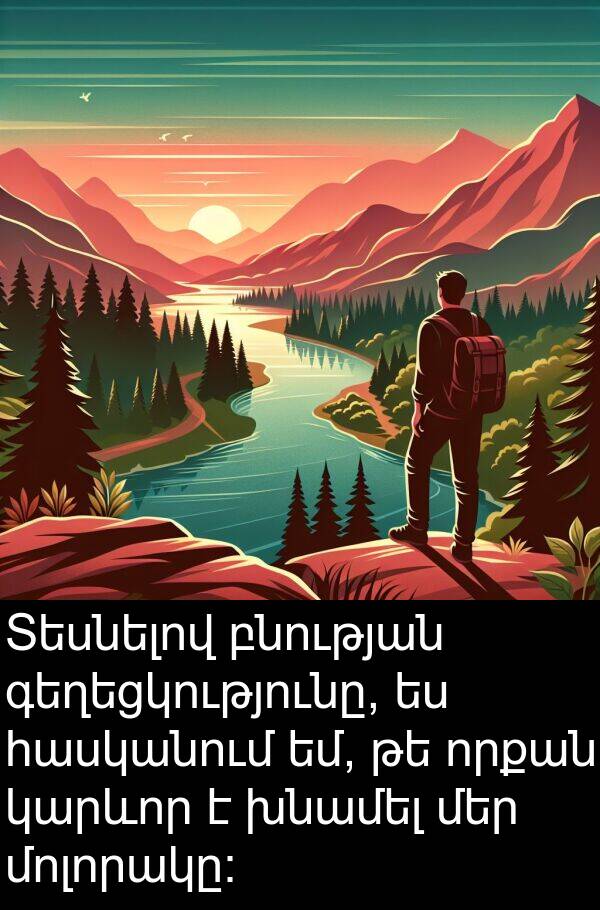 բնության: Տեսնելով բնության գեղեցկությունը, ես հասկանում եմ, թե որքան կարևոր է խնամել մեր մոլորակը։