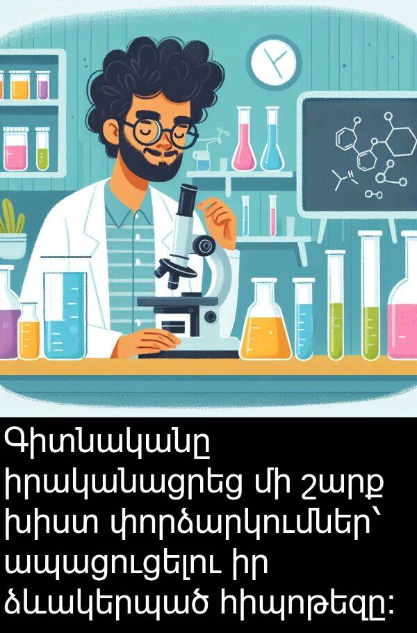 շարք: Գիտնականը իրականացրեց մի շարք խիստ փորձարկումներ՝ ապացուցելու իր ձևակերպած հիպոթեզը։