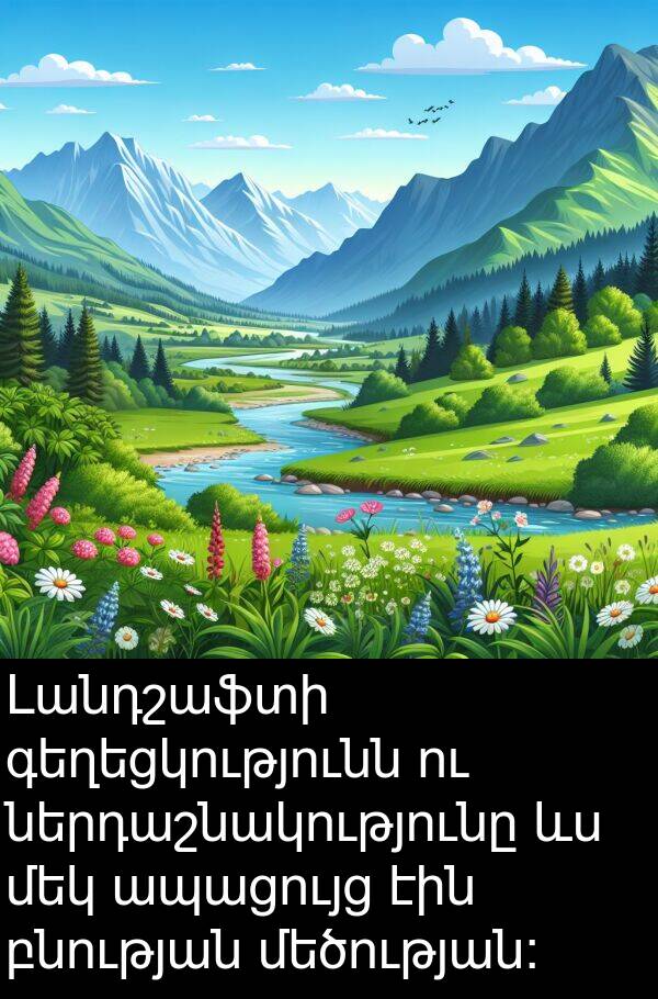 բնության: Լանդշաֆտի գեղեցկությունն ու ներդաշնակությունը ևս մեկ ապացույց էին բնության մեծության: