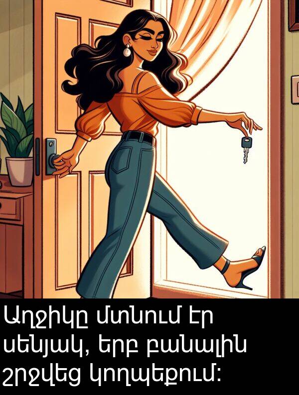 բանալին: Աղջիկը մտնում էր սենյակ, երբ բանալին շրջվեց կողպեքում: