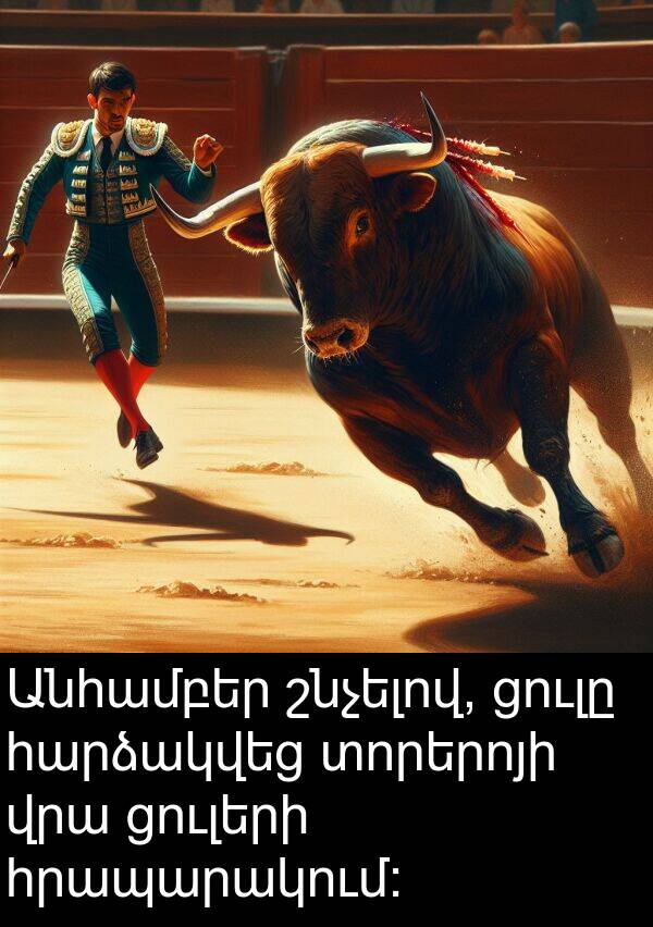 ցուլը: Անհամբեր շնչելով, ցուլը հարձակվեց տորերոյի վրա ցուլերի հրապարակում: