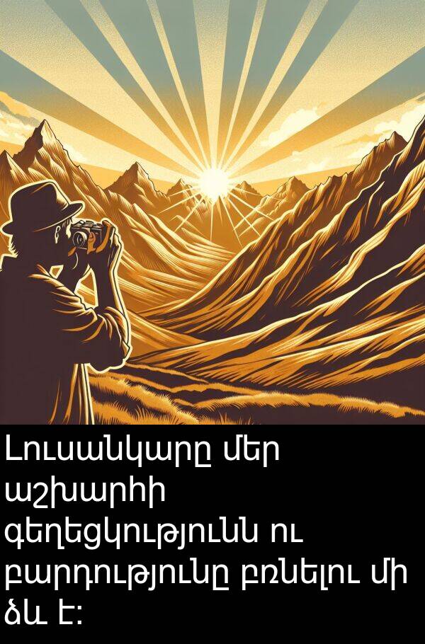 բռնելու: Լուսանկարը մեր աշխարհի գեղեցկությունն ու բարդությունը բռնելու մի ձև է: