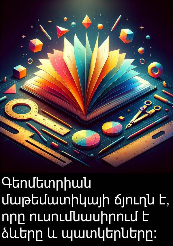 մաթեմատիկայի: Գեոմետրիան մաթեմատիկայի ճյուղն է, որը ուսումնասիրում է ձևերը և պատկերները։