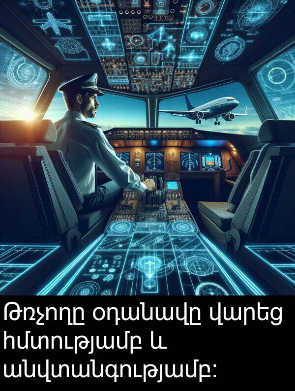 վարեց: Թռչողը օդանավը վարեց հմտությամբ և անվտանգությամբ։