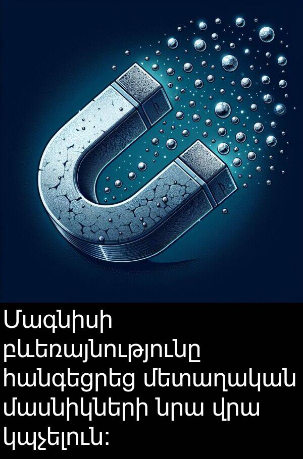 բևեռայնությունը: Մագնիսի բևեռայնությունը հանգեցրեց մետաղական մասնիկների նրա վրա կպչելուն:
