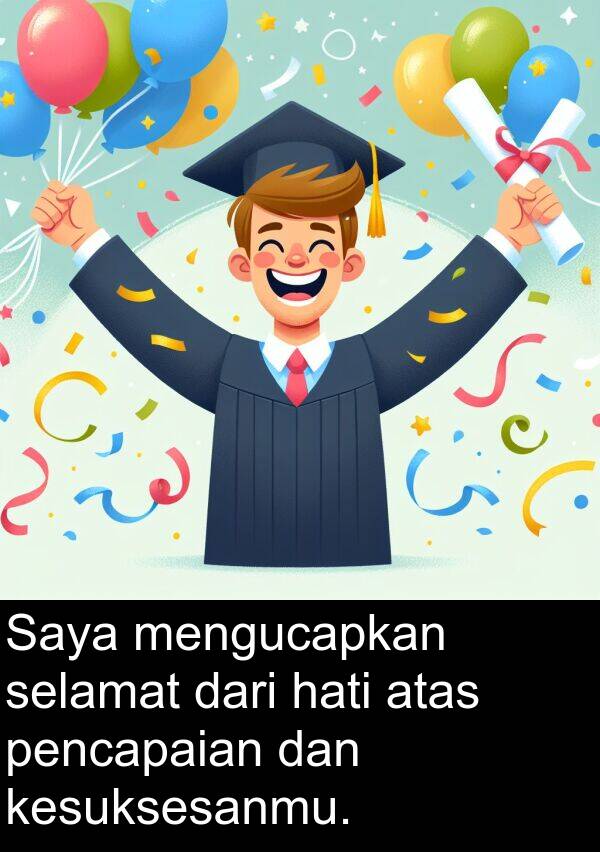 hati: Saya mengucapkan selamat dari hati atas pencapaian dan kesuksesanmu.