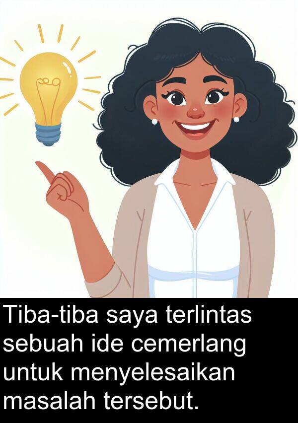 terlintas: Tiba-tiba saya terlintas sebuah ide cemerlang untuk menyelesaikan masalah tersebut.