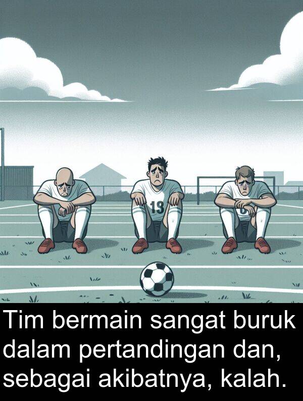 sebagai: Tim bermain sangat buruk dalam pertandingan dan, sebagai akibatnya, kalah.