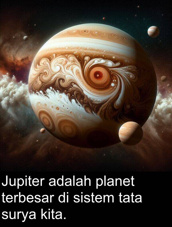 terbesar: Jupiter adalah planet terbesar di sistem tata surya kita.