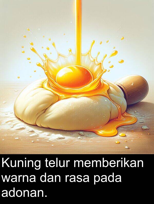 rasa: Kuning telur memberikan warna dan rasa pada adonan.