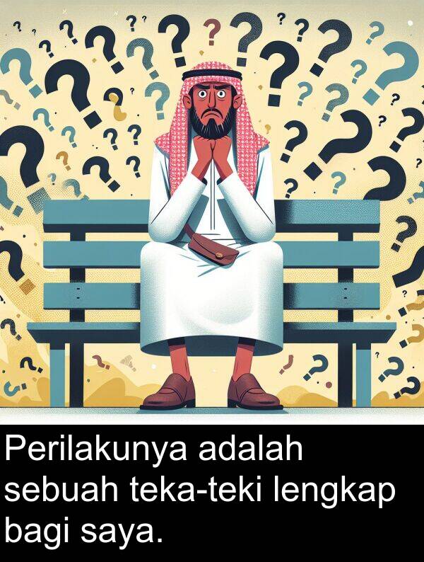 lengkap: Perilakunya adalah sebuah teka-teki lengkap bagi saya.